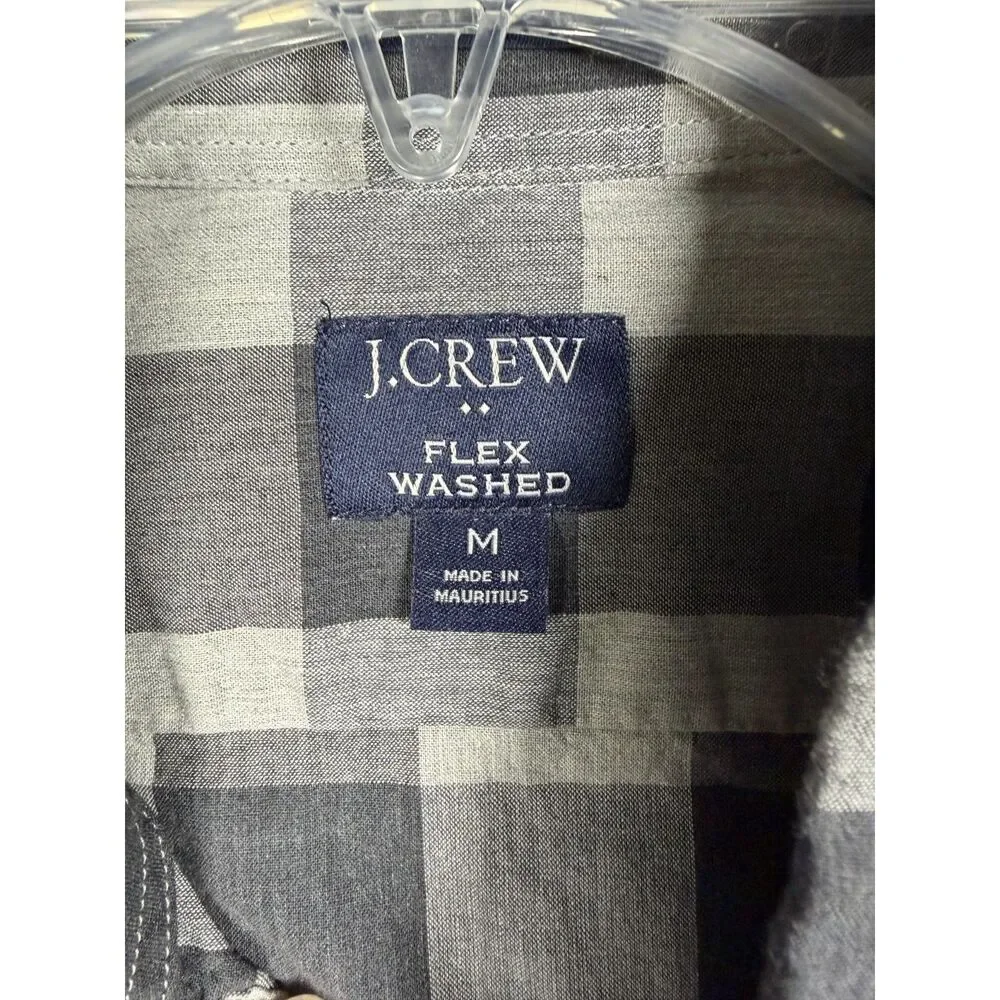 J.Crew Flex Washed Mens Buffalo Plaid Long Sleeve Button Down Shirt Gray Size M